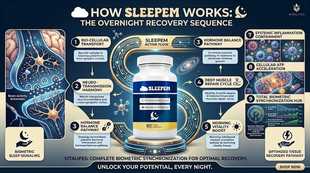 How Sleepem works overnight recovery sequence infographic